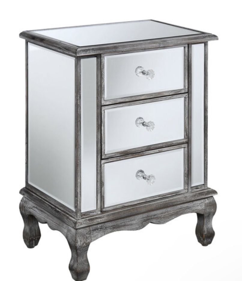 3 Drawer Mirrored End Table/ Night Stand (2)