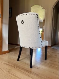Set of 4 modern dinning chairs beige w/espresso legs