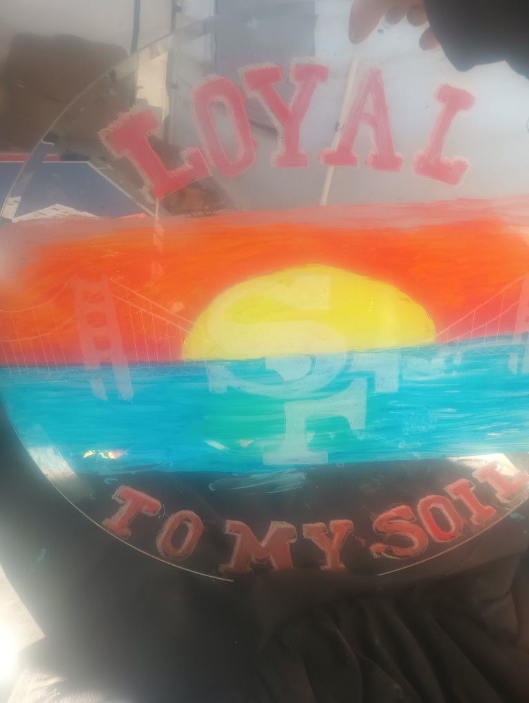 Loyal To My Soil San Fransisco Golden Gate Bridge Etched In To Glass With Sunset Painted Can Be Removed