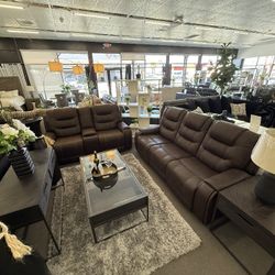 Power Recliner Sofa And Loveseat Set 