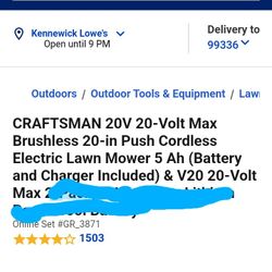 Craftsman Electric Lawn Mower( Does Not Come With Battery)