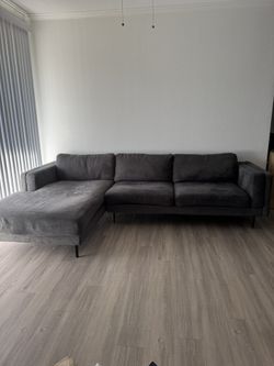 Living Spaces , Gray Couch with Chaise