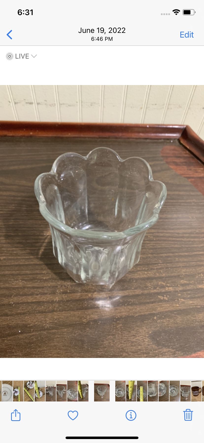 VINTAGE CLEAR GLASS SPOONER CELERY EAPG SHG2 ANTIQUE SCALLOPED EDGES