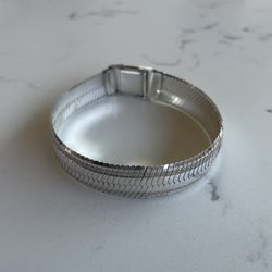  925 Sterling Silver Herringbone Bracelet