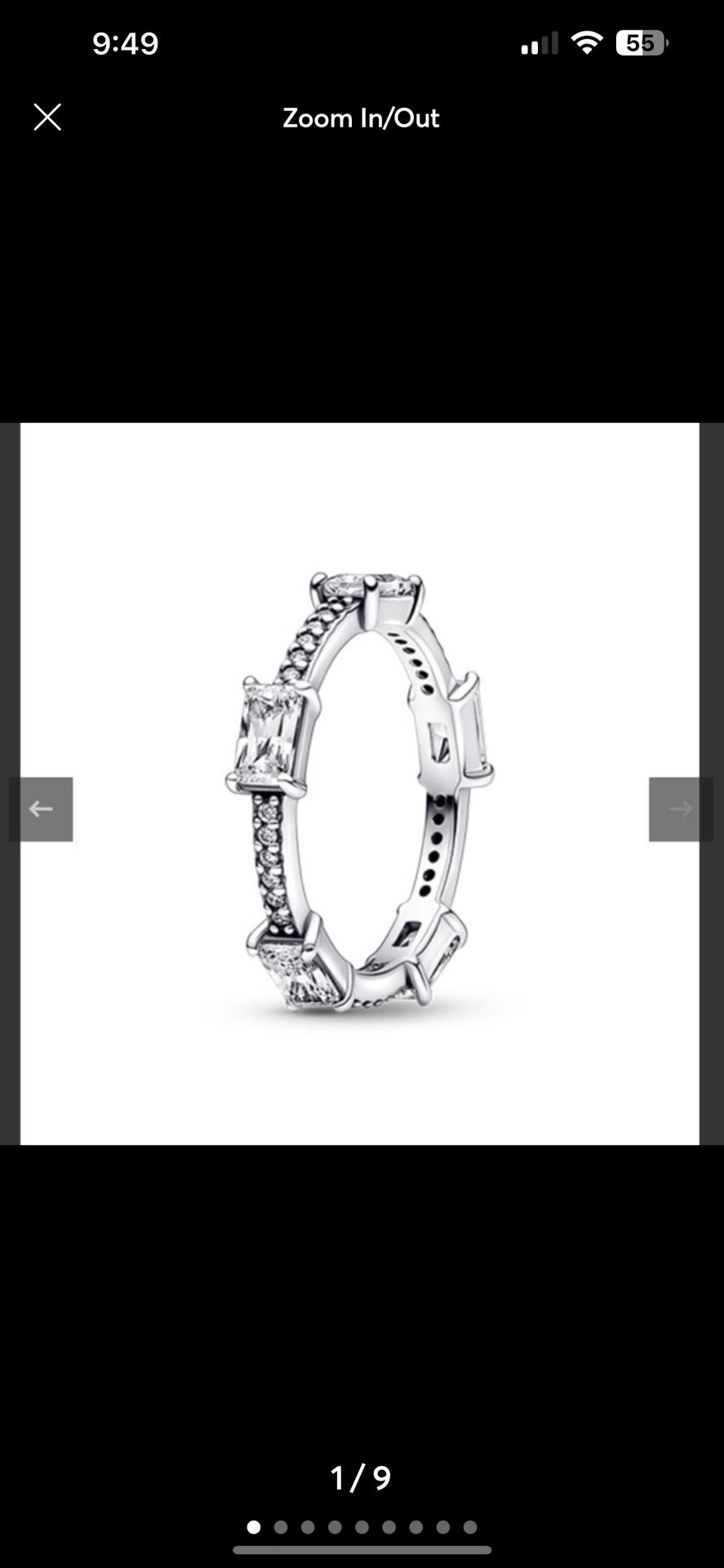 Pandora rectangular bars sparkling size 6.5