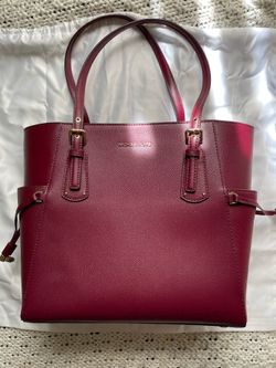 Michael Kors Voyager Dark Berry Crossgrain Leather Medium EW Tote