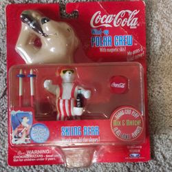 Vintage Coca-Cola Polar Crew Wind-Up Skiing Bear Toy 1998
