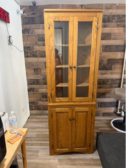 Classic Oak Corner Curio Cabinet