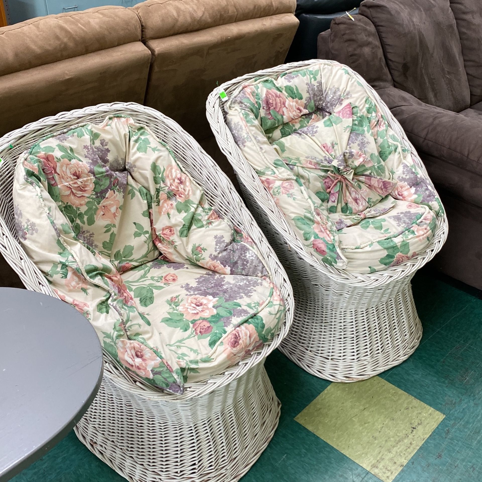 2 Vintage White Wicker Chairs 