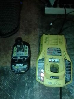 Ryobi 18V Lithium Battery & Ryobi 30 minute Fast Charger