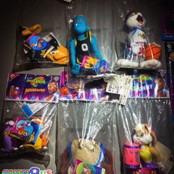 1996 HAPPY MEAL SPACE JAM  MCDONALDS PLUSH TOY COLLECTIBLES ORIG PKG FULL SET 6