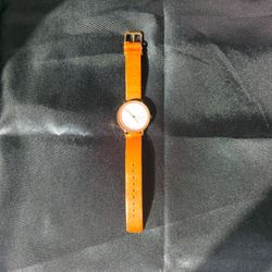 Women's Skagen Hald Leather Strap Watch - Gold Tone - New Battery