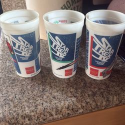 Vintage Star Treck cups 3 total
