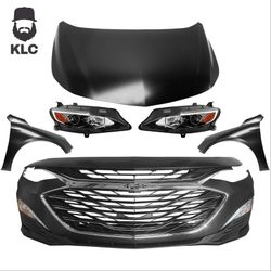 For 2019 2020 2021 Chevy Malibu Front Bumper Grilles with Fog Lights, Headlights, Hood and Fender Assembly Set