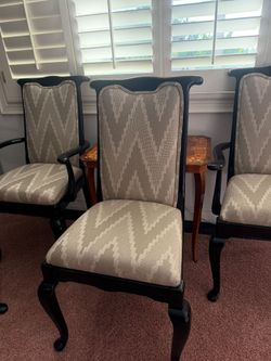 6 Black Lacquer formal dining chairs