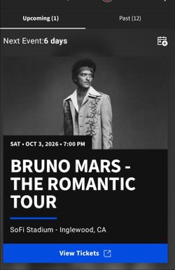 2 tickets Bruno Mars 10/3