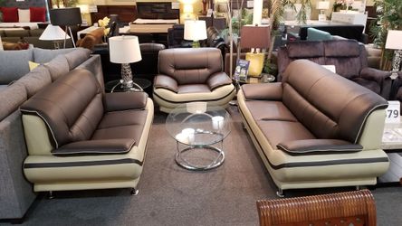Brand new brown/red/cream/yellow sofa + loveseat + chair 3PCs set