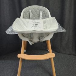 Open box - IKARE Wooden Natural Baby High Chair W/ Removable Tray & Safety Harness, 3-in-1 Infant Highchair / B