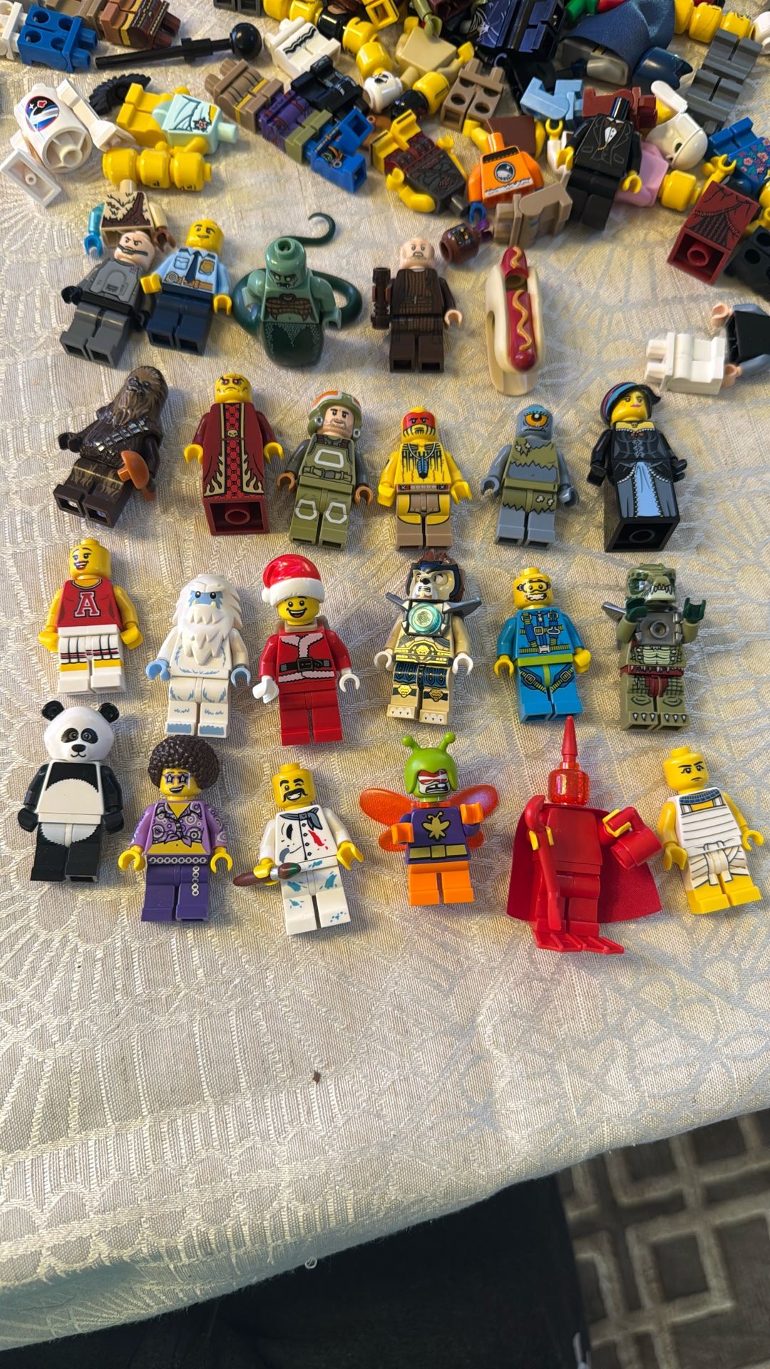 Lego Mini Figs. Santa Panda Abominable Chewbacca Simpsons Star Wars Hippie