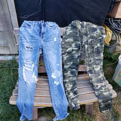 American Eagle Size 2 Jeans Almost Famous Size 1 Camo