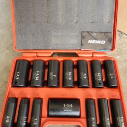 NEIKO 1/2" SAE Impact Socket Set, 14-Piece, 6 Point