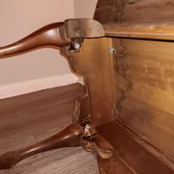 Antique Wooden Furniture Piece with Carved Leg