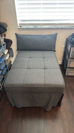 Gray Tufted Convertible Sleeper Chair