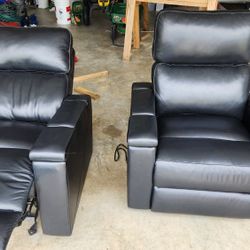 Black Leather Movie Theatre Recliners