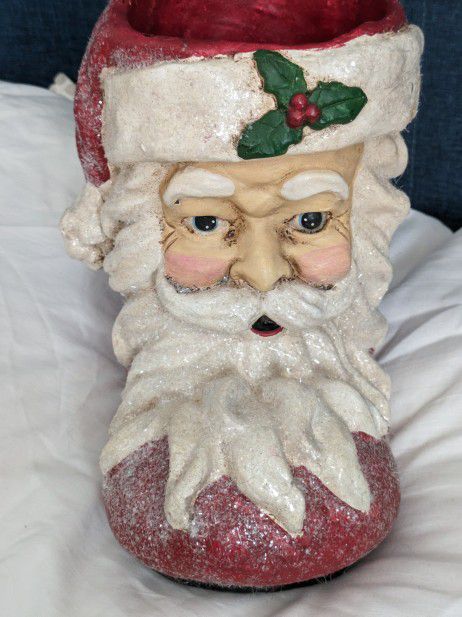 RAZ Vintage Paper Mache Christmas Santa Face Boot