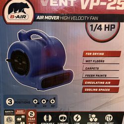 B-Air VP-25 1/4 HP Air Mover for Water Damage Restoration or cooling spaces