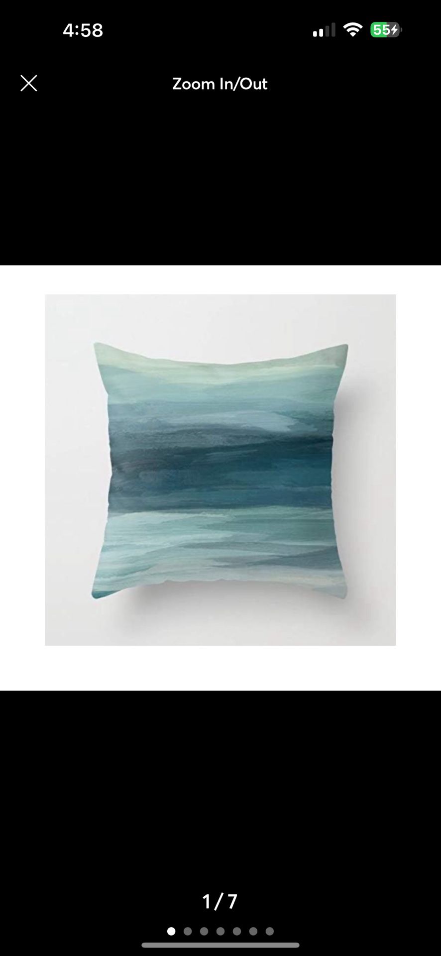 16x16” Seafoam Green Mint Navy Blue Abstract Ocean Art throw pillow cover