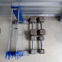 Hex Dumbbells & Small Stand