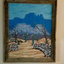 Hand painted Pointillism Desert Scene