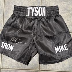 Mike Tyson “IRON MIKE” Autographed Black Boxing Shorts Trunks GTSM