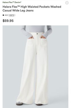 Halara Flex™ High Waisted Pockets Washed Casual Wide Leg Jeans