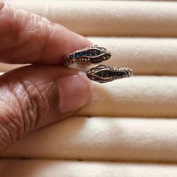 Snake Ring With Blue Stone Adjustable