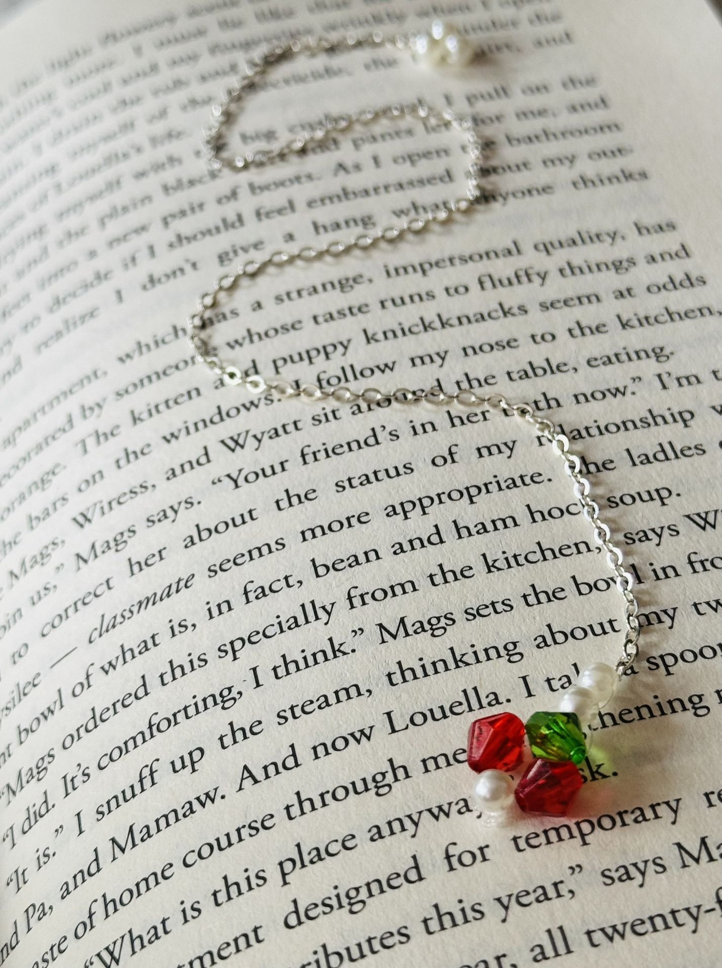 Handmade Dainty Summer Cherry Silver Chain Bookmark