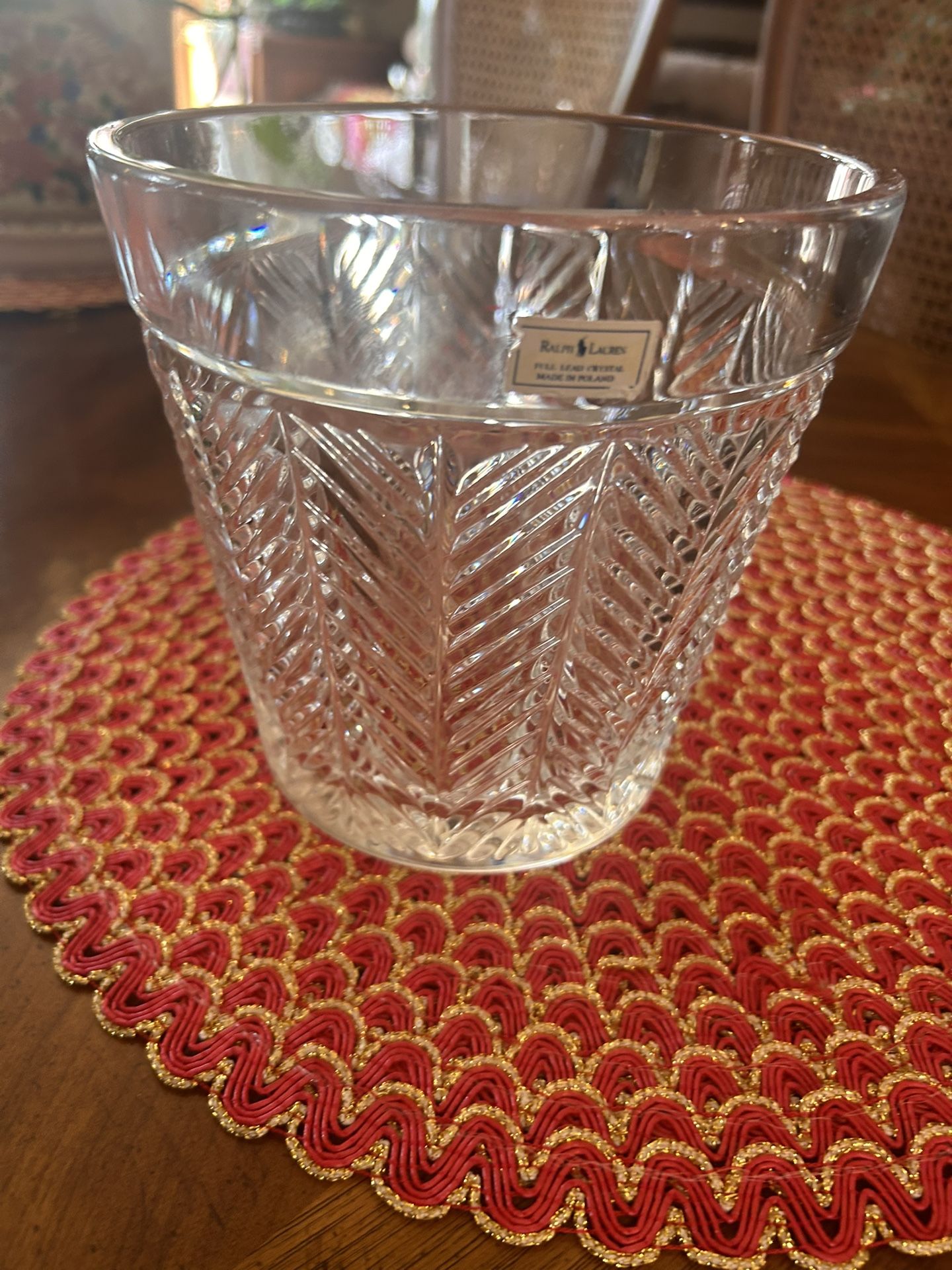 TWO ( 2 ) RALPH LAUREN Crystal Herringbone Wine/Champagne Bucket