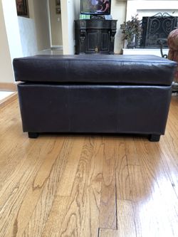 Faux Leather Storage Ottoman