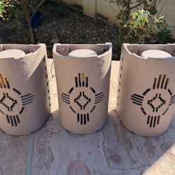 Set of 3 Santa Fe Style Hardwired Indoor/Outdoor Wall Sconces Coach Lights