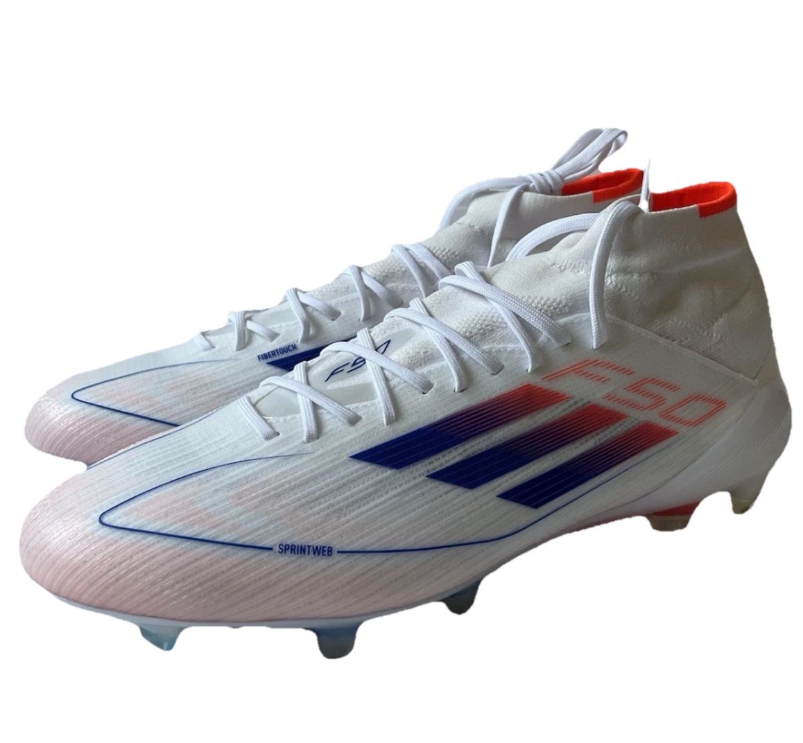 Adidas F50 Elite Mid FG Soccer Cleats White Blue Red Women's Size 10 ID9203