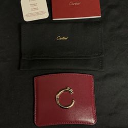 Cartier Panthere de Cartier Card Holder Red Wine Gold C Logo