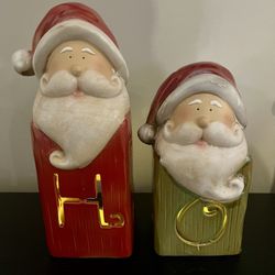Set of 6 Ceramic Christmas Tealight Candle Holders HO HO HO