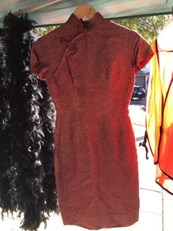 Chinese dress in Burgundy brocade