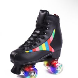 Women's Flash Wheels Roller Skates 🛼 Indoor/Outdoor/BLACK/Size 8 