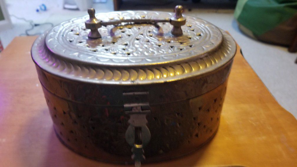Vintage Solid Brass Trinket Box
