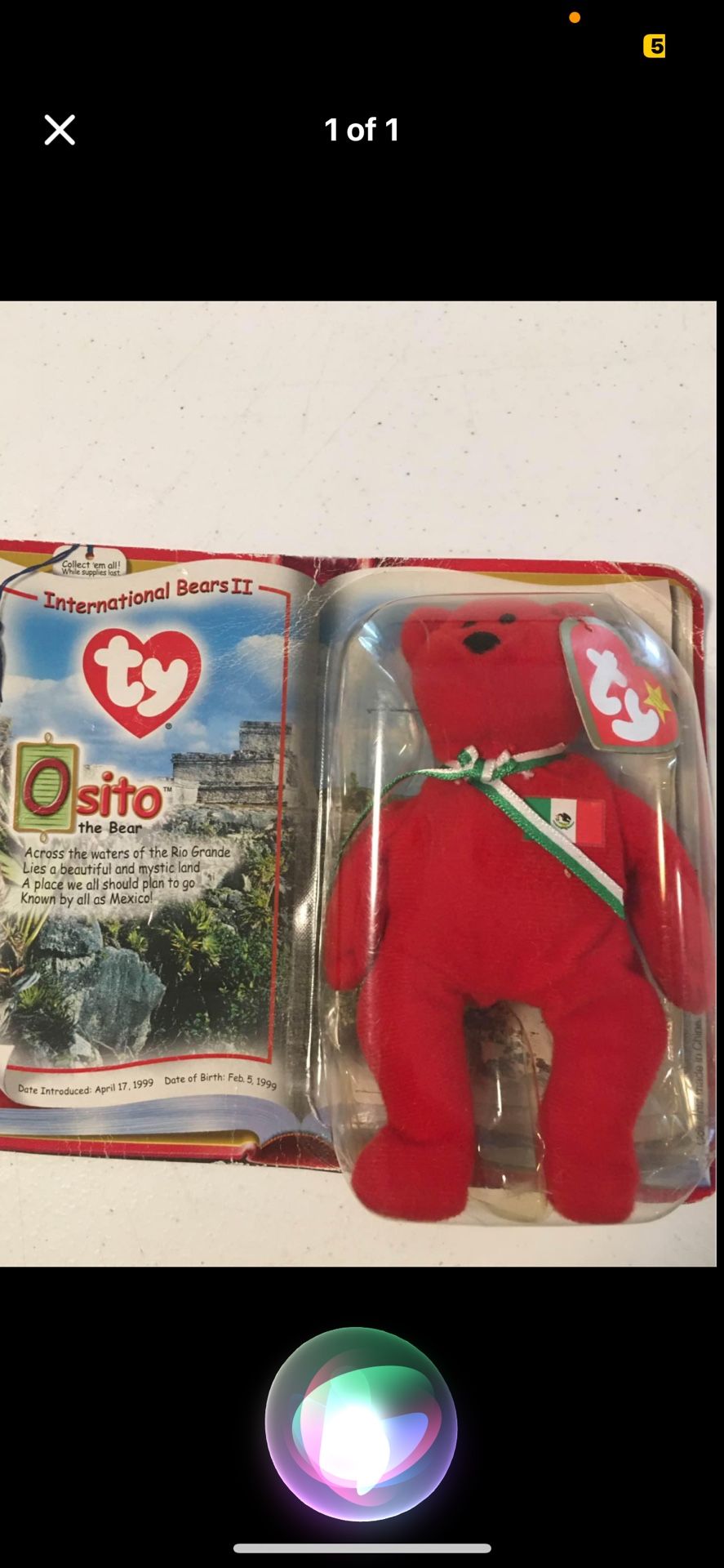 Ty Beanie Baby Osito The Bear 
