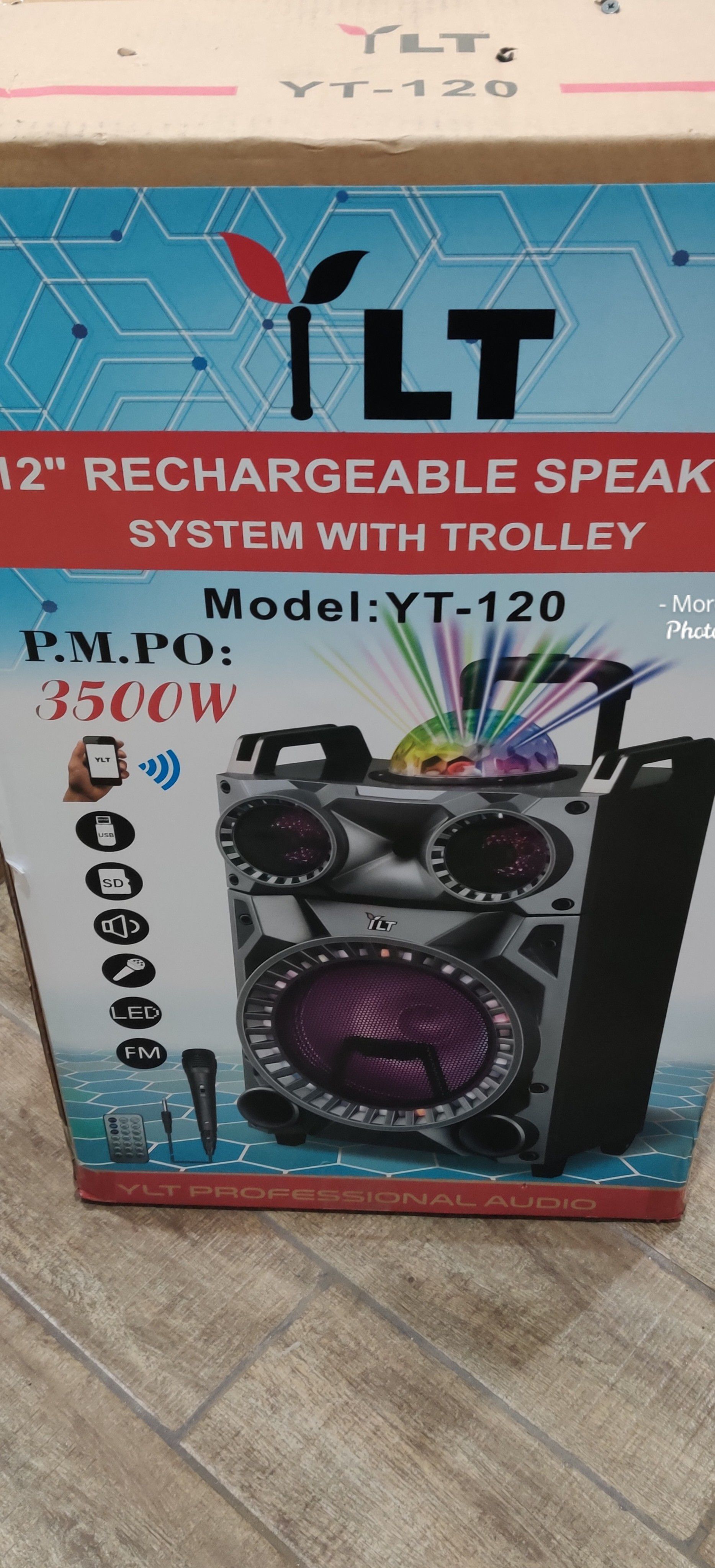 12 INCH RECHARGEABLE SPEAKER SYSTEM WITH TROLLEY NEW