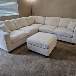 Sectional Beige Corduroy Fabric $649 