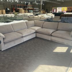 Coco Brown Feather Cloud Sectional Couch 